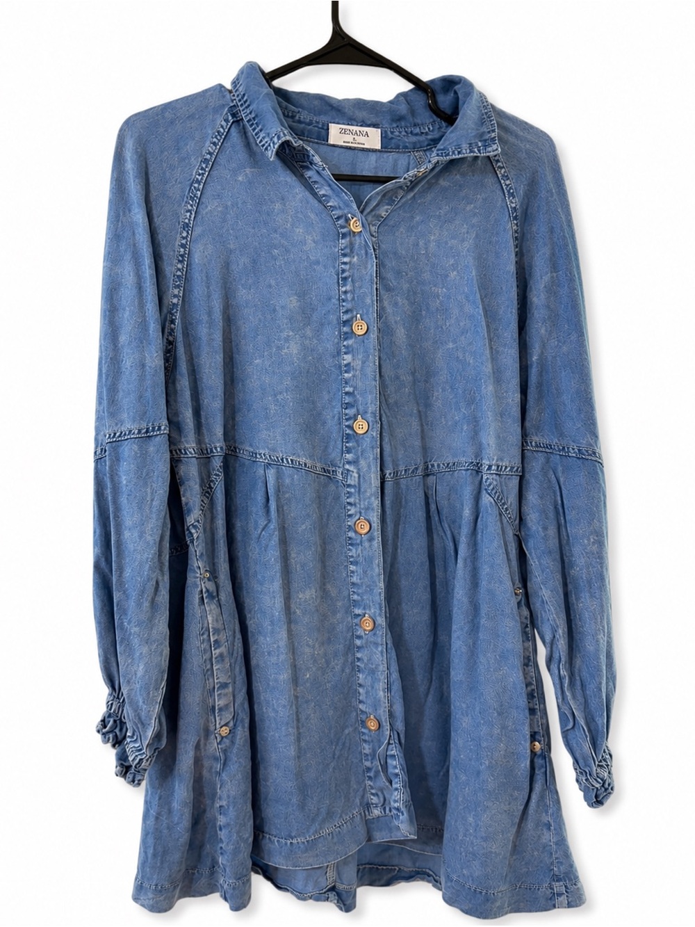Zenana Denim Blue Button-Up Tunic
